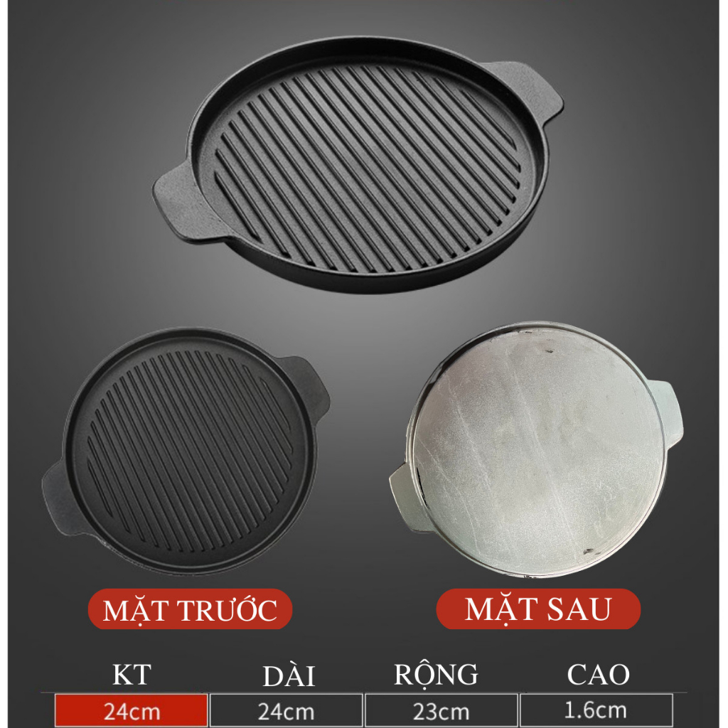 [HỎA TỐC 2H] Chảo Nướng Thịt Chống Dính Cao Cấp đường kính 24CM. Dễ dàng vệ sinh sau khi sử dụng không dùng cho bếp từ
