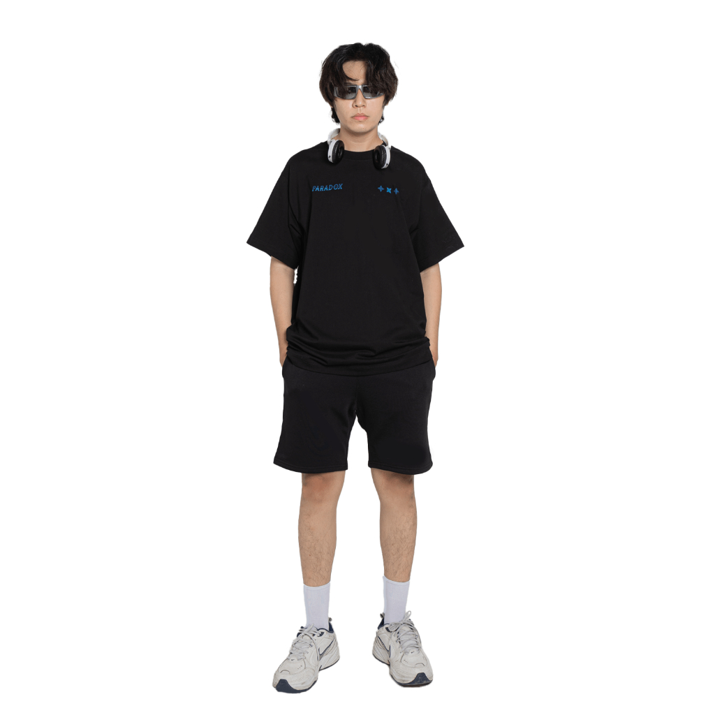 Áo thun form rộng Paradox tay lỡ - Unisex - In hình - THE VIGOR TEE - Đen