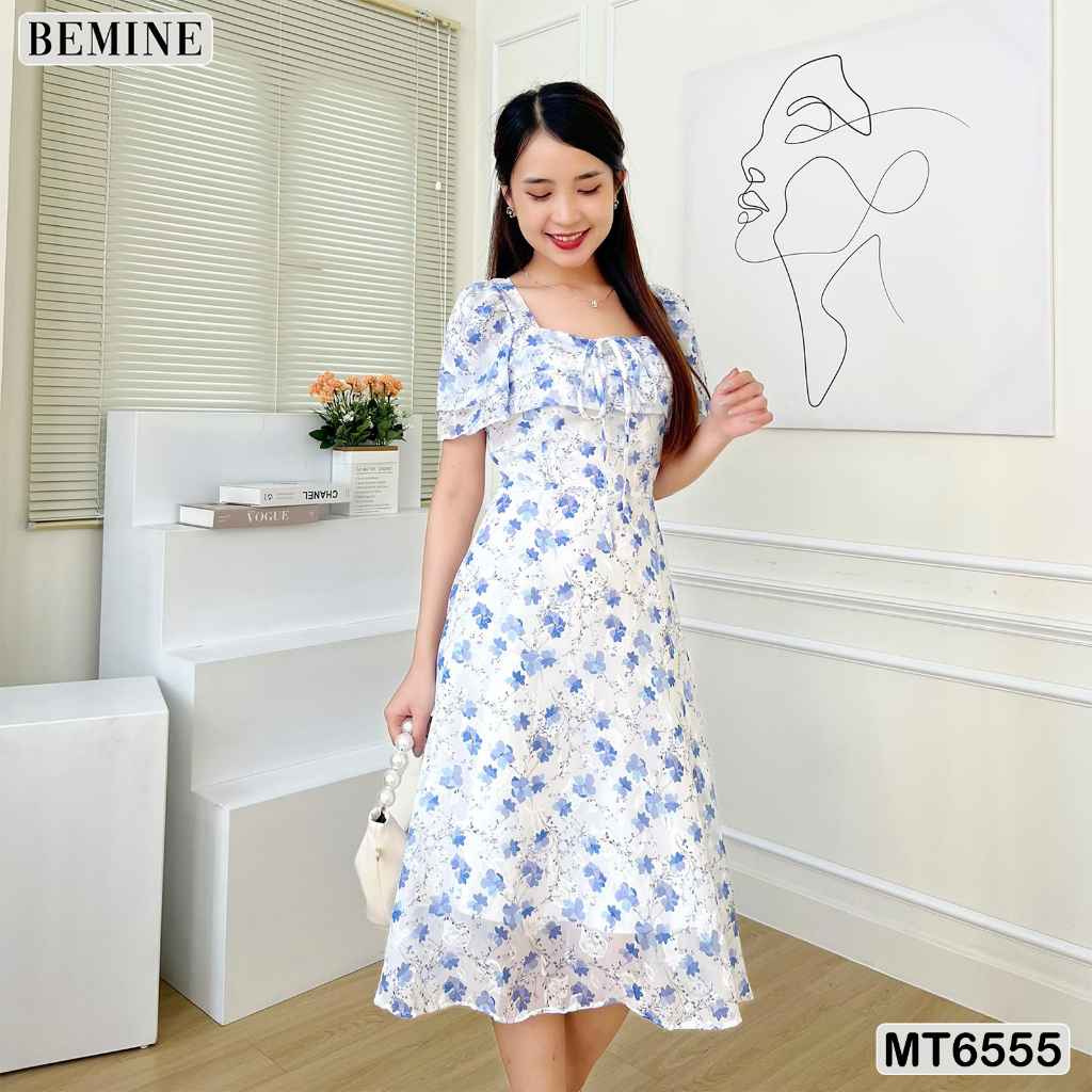 Đầm hoa nhí cổ vuông tùng xoè BEMINE MT6555