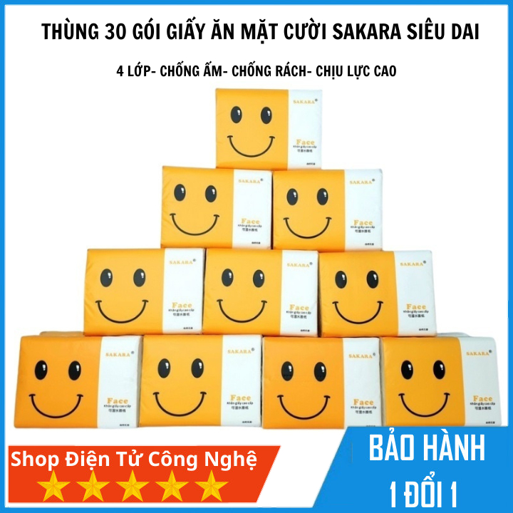 Thùng 30 gói giấy ăn Sakara nhập khẩu mềm mịn dai