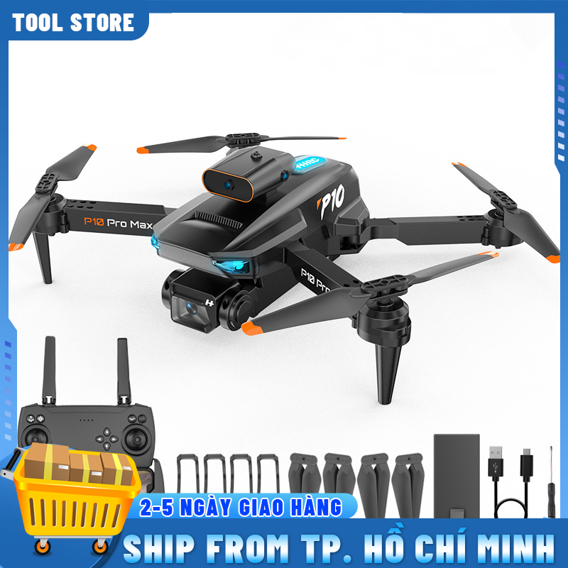 Máy Bay Flycam Drone Camera 4k P10 Pro Max, Fly cam mini giá rẻ, Cảm Biến Va Chạm Tránh chướng ngại vật