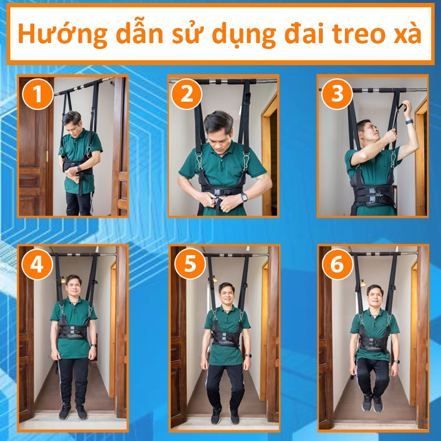 Đai kéo giãn cột sống giảm đau lưng, thoái hóa, thoát vị đĩa đêm, TẶNG xà đơn treo tường