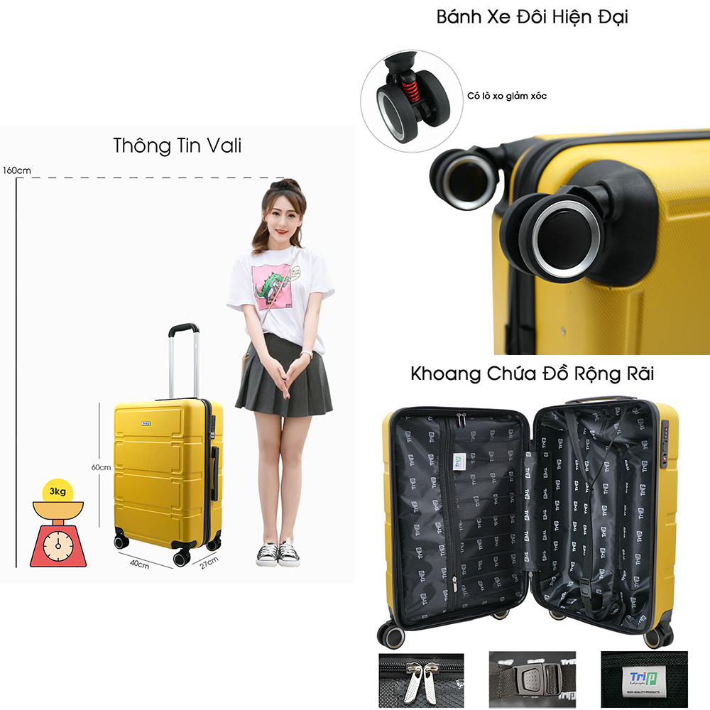 Vali kéo TRIP P806 size 24inch đựng 15kg hàng lý bảo hành 5 năm chính hãng