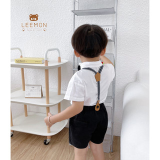 [CHÍNH HÃNG] Bộ quần áo sơ mi công tử bé trai (phối đai kèm nơ cổ) style Hàn Quốc LEEMON