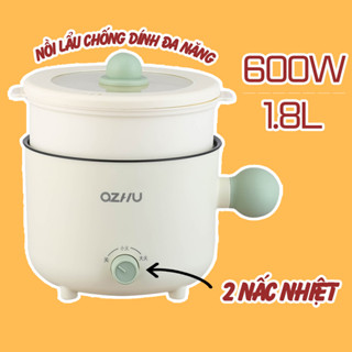 Nồi Điện Đa Năng 2 Nấc Nhiệt Kèm Giá Hấp Có Tay Cầm Tiện Dụng , Nồi Lẩu 2 Tầng Chống Dính Vân Đá Cao Cấp Dung Tích 1.8L
