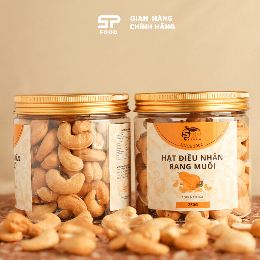 Hạt Điều Nhân Rang Muối Cao Cấp STP Food Hũ 250g – Hạt Điều Rang Củi Bùi Béo, Thơm Ngon
