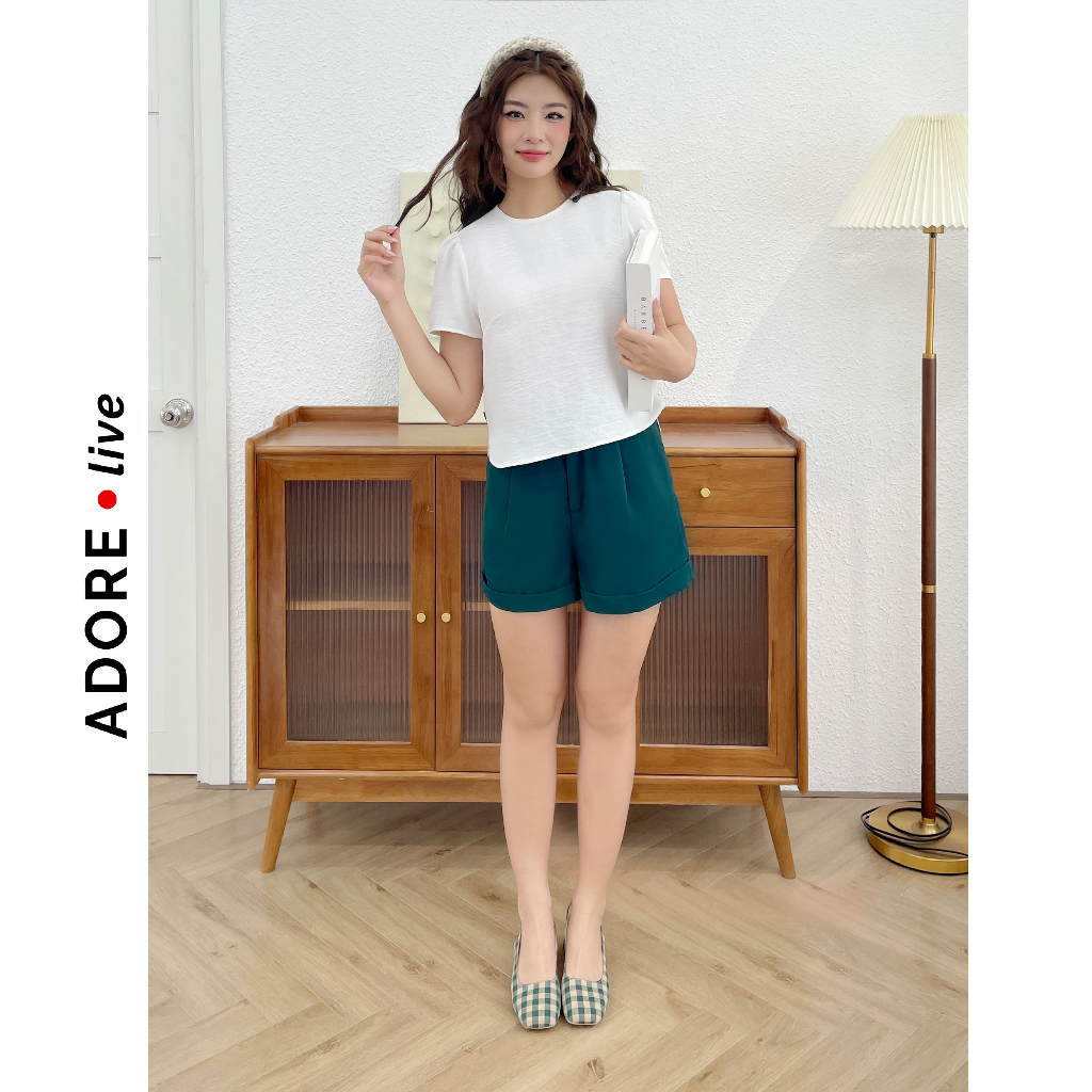 Áo sơ mi Tops casual style giả đũi trắng và mint hàng khuy sườn 321TO1050 ADORE DRESS