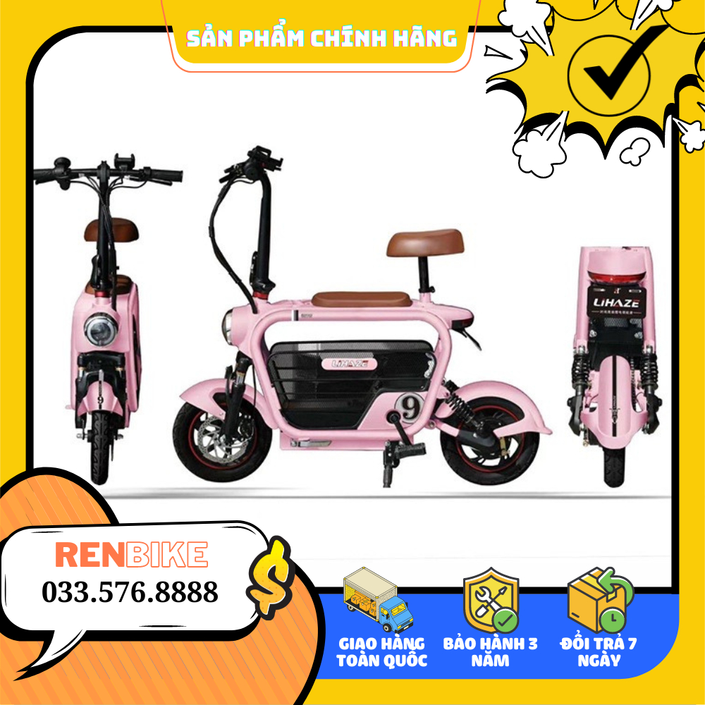 Xe điện gấp gọn Lihaze, Xe điện mini gấp gọn, Xe điện hotgirl, Pin Lihium 20A, BH 2 năm