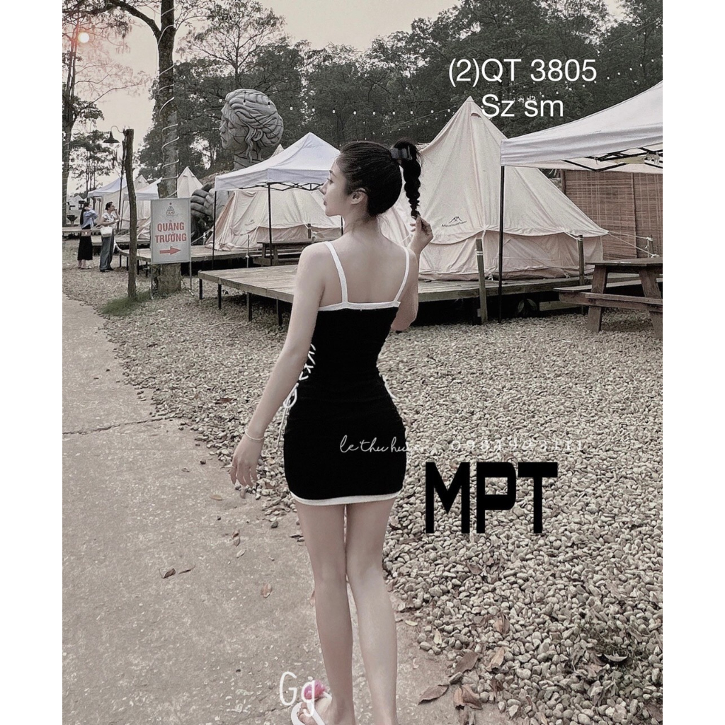 Đầm Váy Body Viền Màu Đan Dây 2 Bên Hông, Chất Thun Gân Mịn Đẹp Co Giãn Dãn 4 Chiều, Ôm Dáng Cực Chuẩn