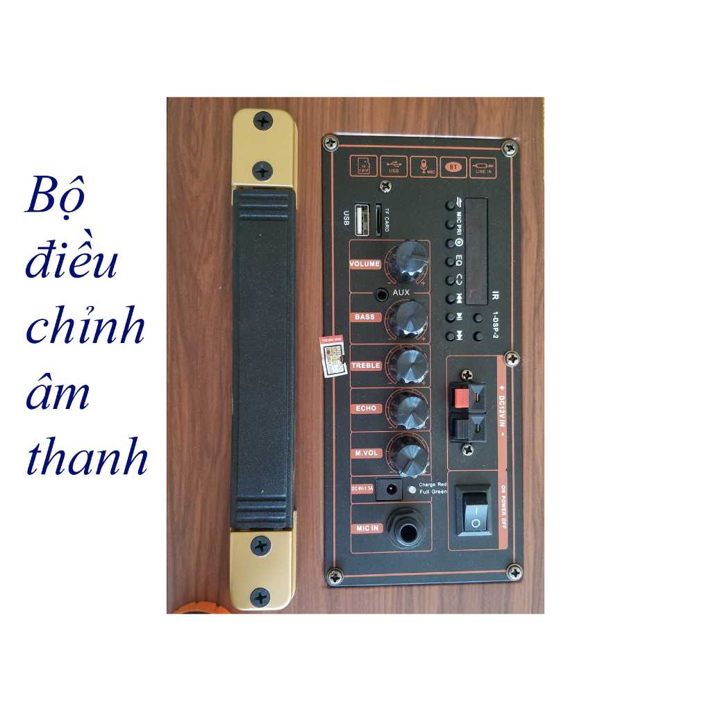 Loa xách tay karaoke bluetooth BGB - thùng gỗ, công suất 80w, kèm 2 mic không dây