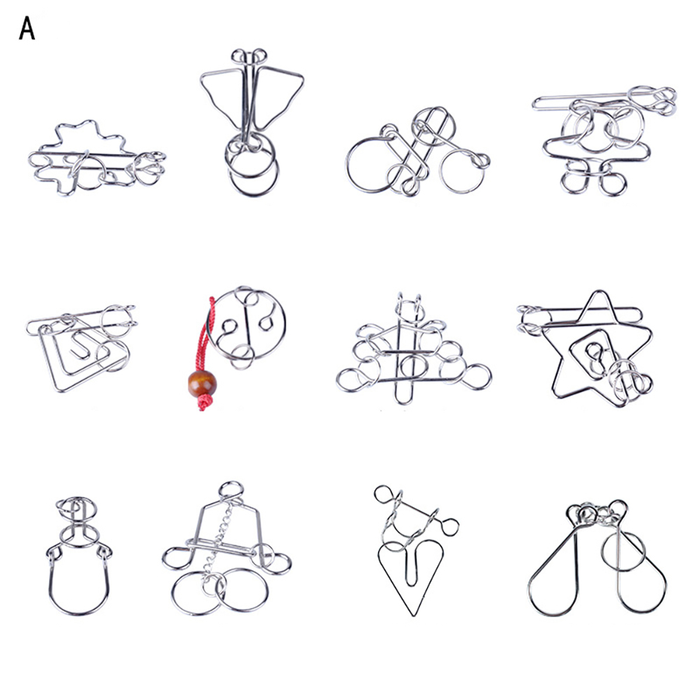Set quà tặng 12 bộ mở khóa IQ trí tuệ level cực khó 5 sao thử thách khả năng tư duy ngược và quan sát GTT11