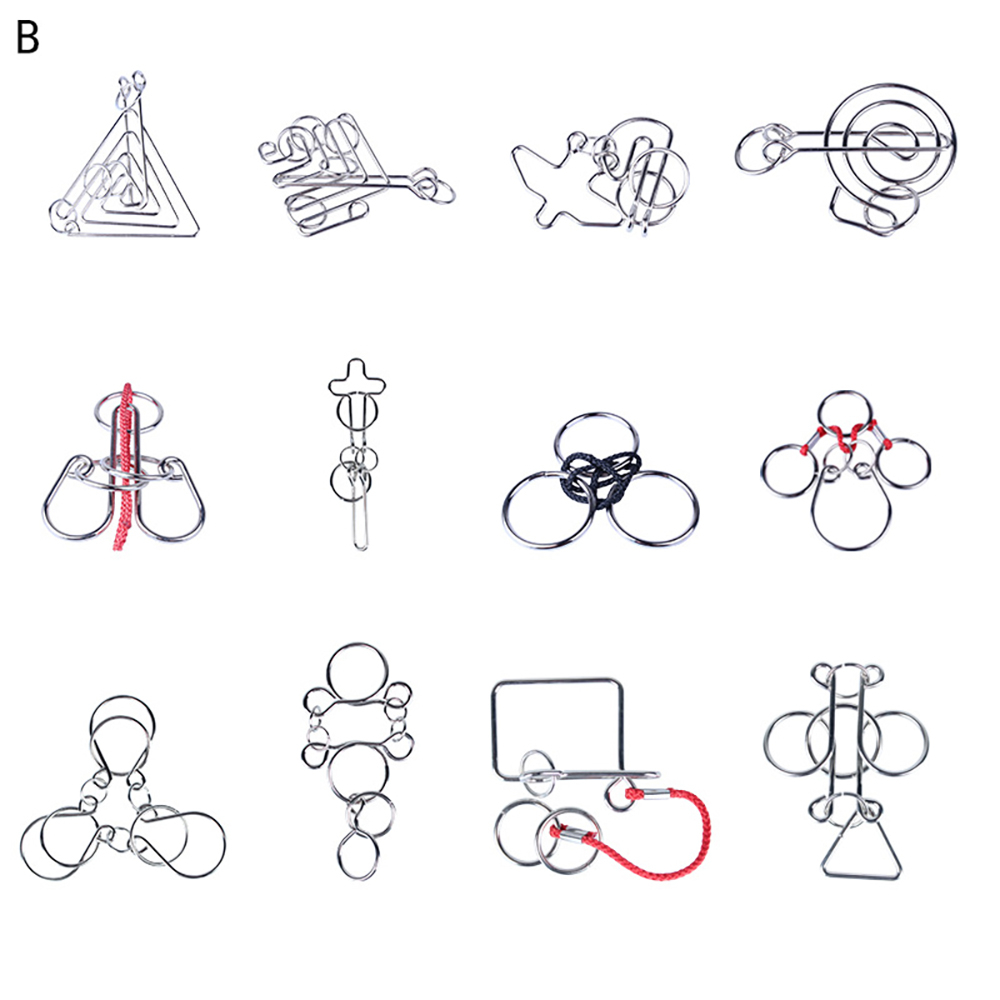 Set quà tặng 12 bộ mở khóa IQ trí tuệ level cực khó 5 sao thử thách khả năng tư duy ngược và quan sát GTT11