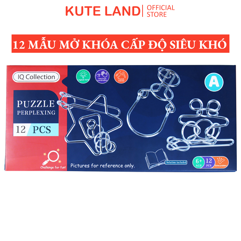 Set quà tặng 12 bộ mở khóa IQ trí tuệ level cực khó 5 sao thử thách khả năng tư duy ngược và quan sát GTT11