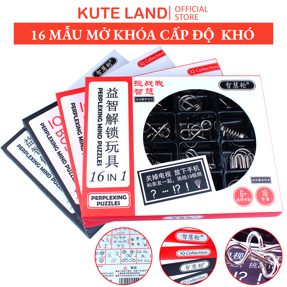 Set 16 bộ mở khóa quà tặng nhiều mức độ khó gia tăng khả năng quan sát tư duy ngược giải quyết vấn đề GTT14