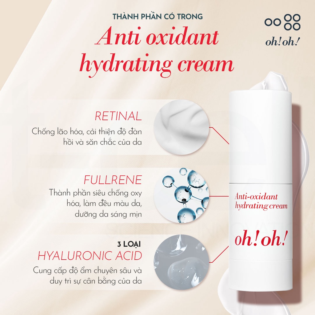 [Date 01/2024] Serum Dạng Kem Dưỡng Ẩm, Chống Oxy Hóa & Làm Sáng Da oh!oh! Anti oxidant hydrating cream (25g)