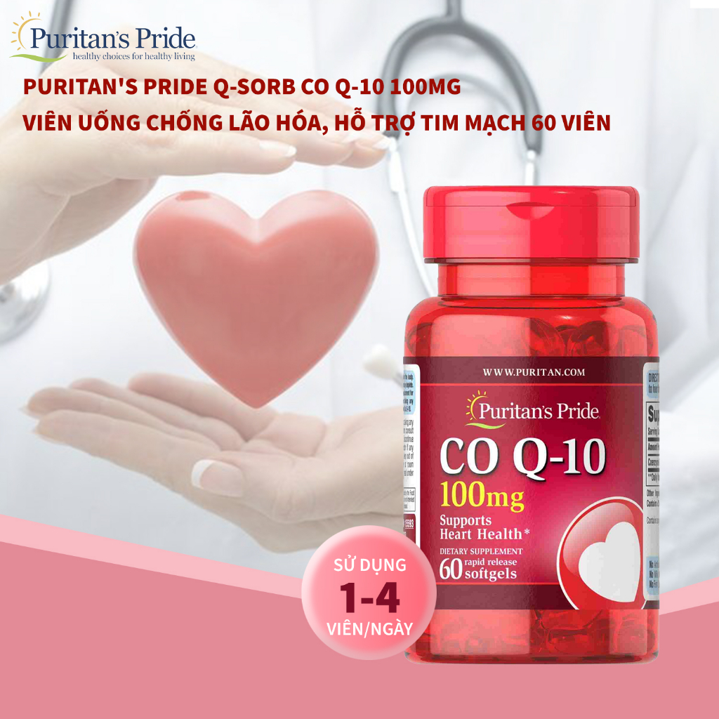 Viên uống hỗ trợ tim mạch Co Q-10 100 mg giúp làm giảm nguy cơ các bệnh về tim của Mỹ
