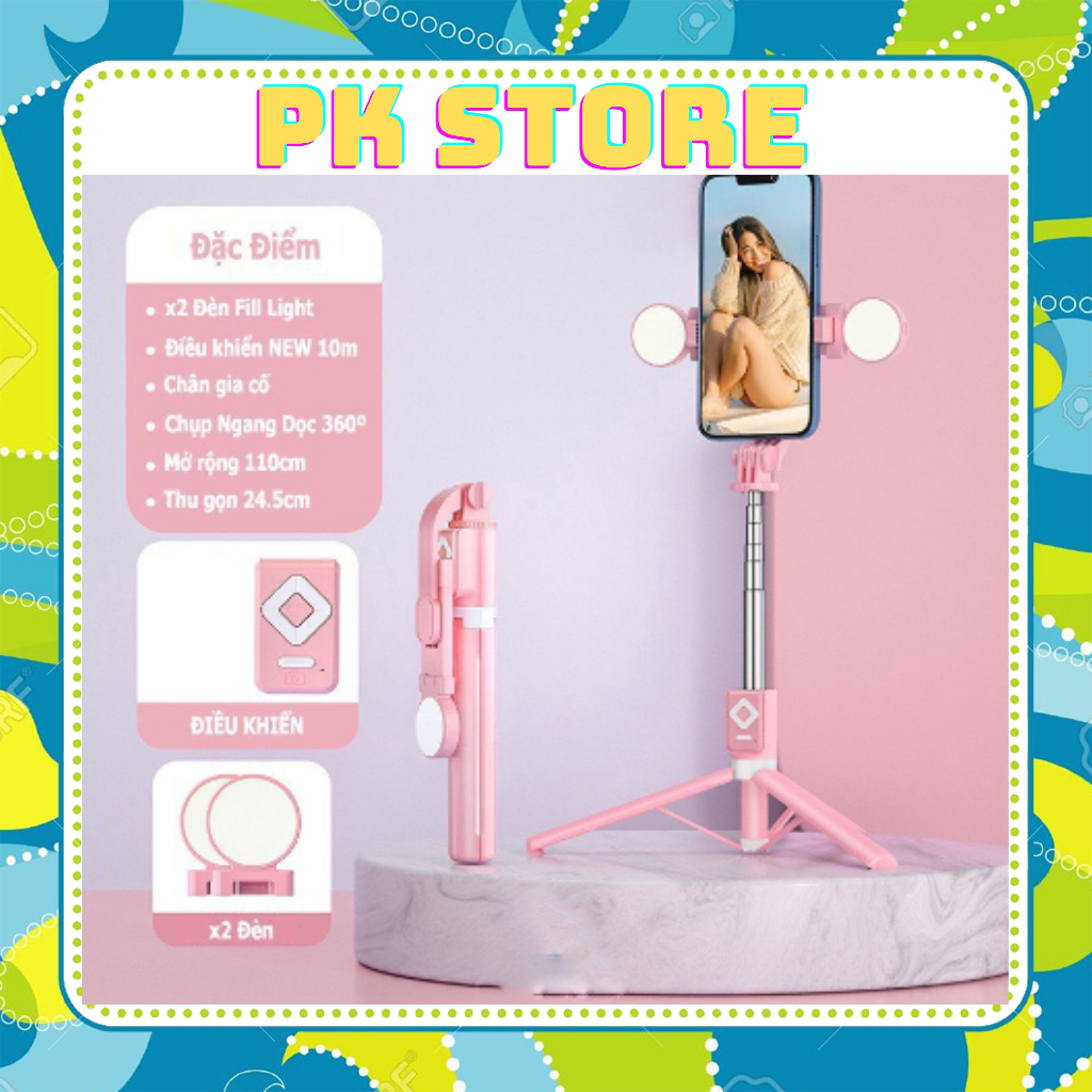 Gậy chụp ảnh 3 chân B11S thế hệ mới, có đèn led trợ sáng, selfie chụp hình, nút bluetooth điều khiển từ xa
