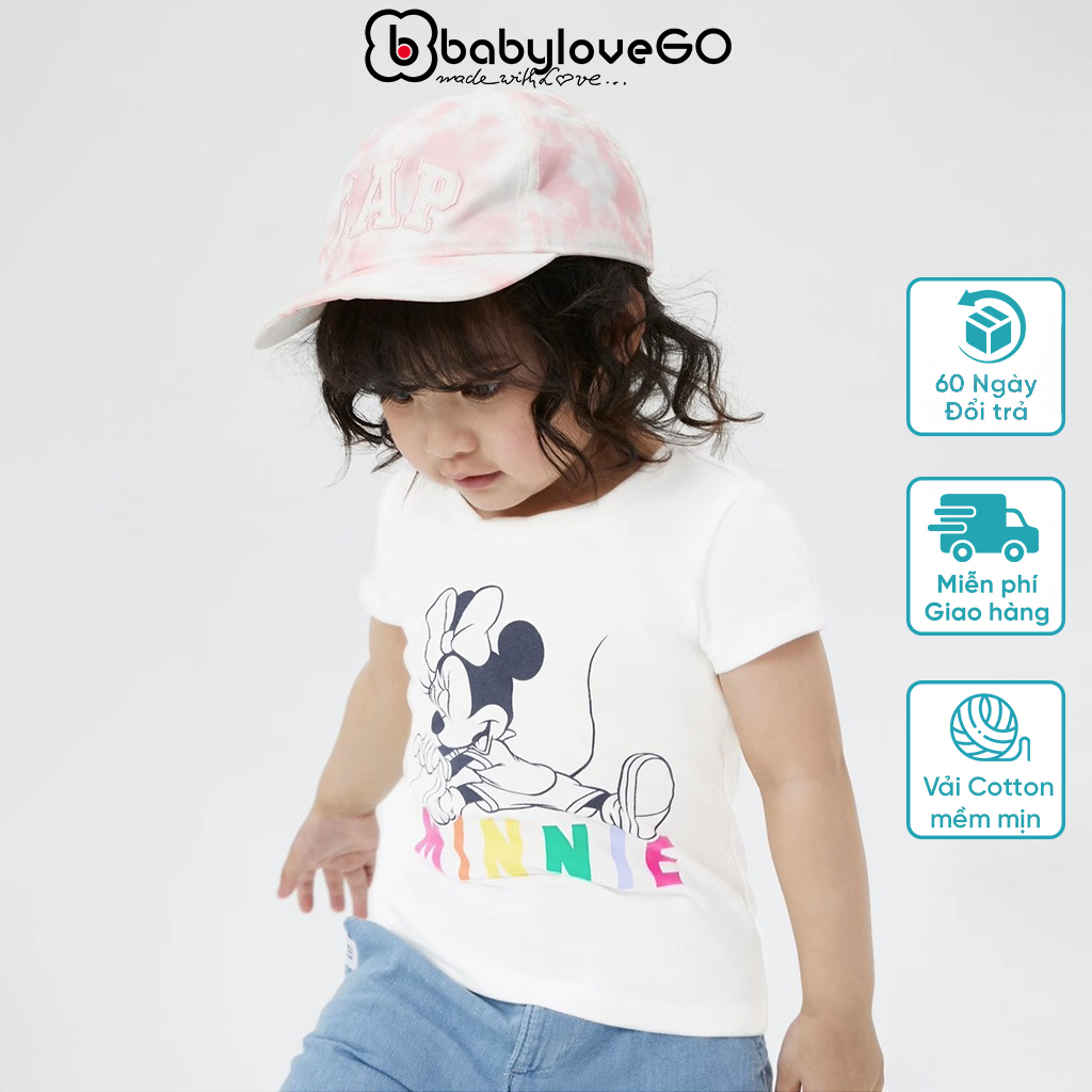 Áo thun ngắn tay bé gái BabyloveGO 2023 áo phông cho bình in hình MINNIE dễ thương