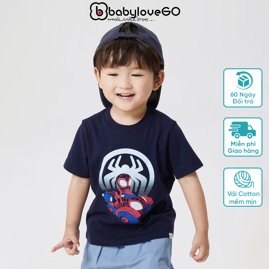 Áo bé trai BabyloveGO áo thun cotton người nhện siêu anh hùng