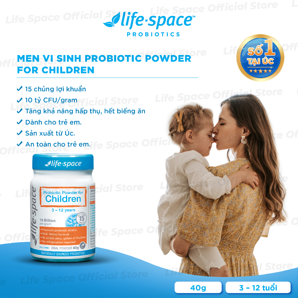 Combo Men vi sinh Life Space Shape B420 Probiotic 60v & Probiotic Power for Children dành cho bé 3 - 12 tuổi 40g