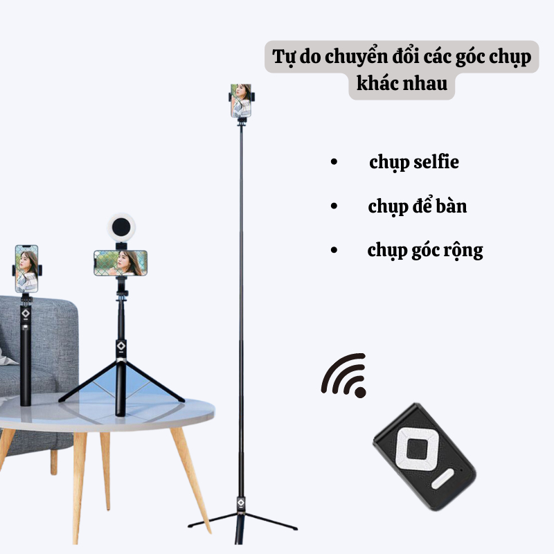 Gậy Chụp Ảnh 3 Chân NAMIKO Có Đèn Led Trợ Sáng Quay Phim Selfie