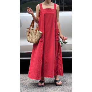 Đầm 2 dây linen
