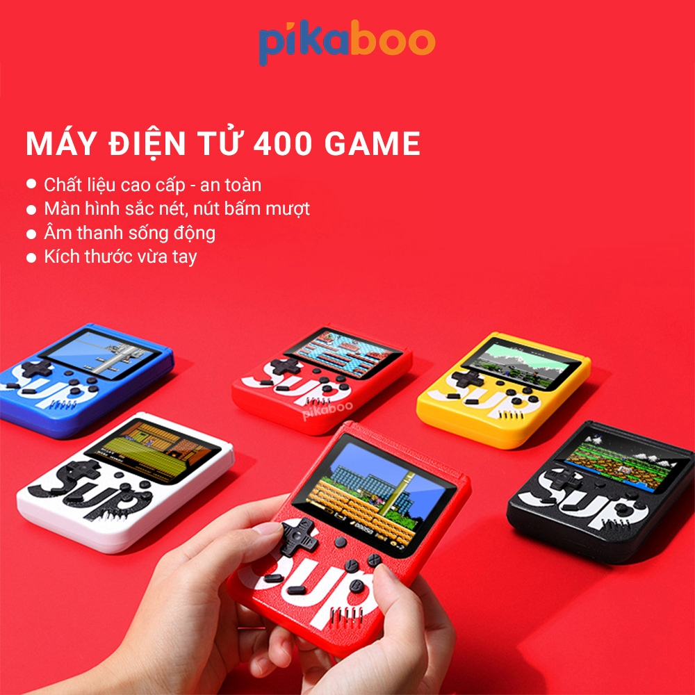 Máy game cầm tay 400 trò chơi kinh điển Pikaboo có kết nối TV màn hình sắc nét âm thanh sống động nút bấm mượt