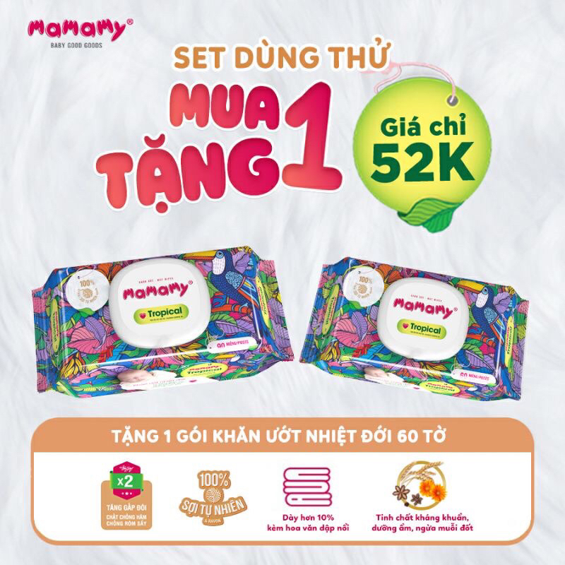 Mua 1 tặng 1 Khăn ướt nhiệt đới Mamamy Tropical 90 tờ