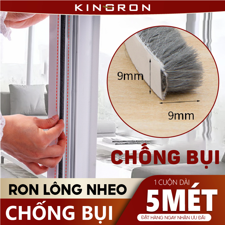 Ron lông dán khung cửa sổ KINGRON, ron lông nheo chống côn trùng khói bụi, Ron Nỉ Dán Cửa Gỗ Giảm Chấn Cửa