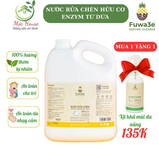Nước rửa chén bát hữu cơ, nước rửa bình sữa fuwa3e organic sinh học 3.8l an toàn cho bé bảo vệ da tay, mộc xanh house