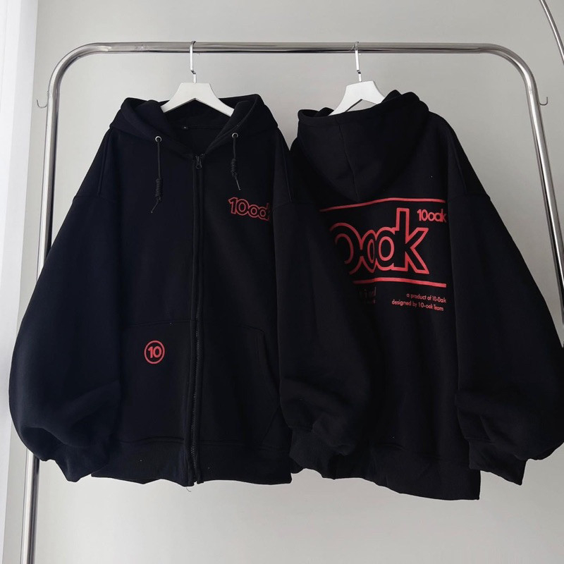 Áo khoác nam nữ Hoodie nỉ trơn Basic in chữ 1000K form rộng tay bồng khóa kéo có mũ Ulzzang | BigBuy360 - bigbuy360.vn