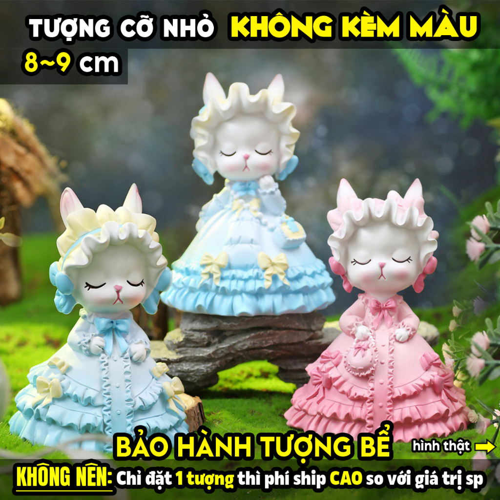 Tượng tô màu chọn mẫu, CÔ THỎ QUÝ TỘC 3 KIỂU, size L, tượng thạch cao CAO CẤP, tô tượng
