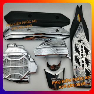 Combo đầy đủ phụ kiện cho xe AB đầu bò năm 2011 2012 ốp trang trí Air Blade Airblade: che pô, bầu gió, két nước,thảm lót