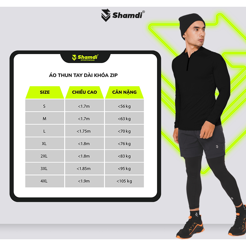 Áo Thun Dài Tay Nam Khóa Zip SHAMDI Giữ Nhiệt Cơ Thể, Chất Vải Spandex Siêu Co Giãn, Lên Form Chuẩn - SD1177