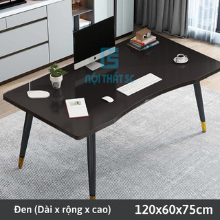 Bàn làm việc học tập chân sắt ống tròn sơn tĩnh điện bền bỉ, bàn để máy tính đọc sách mặt uốn cong mềm mại