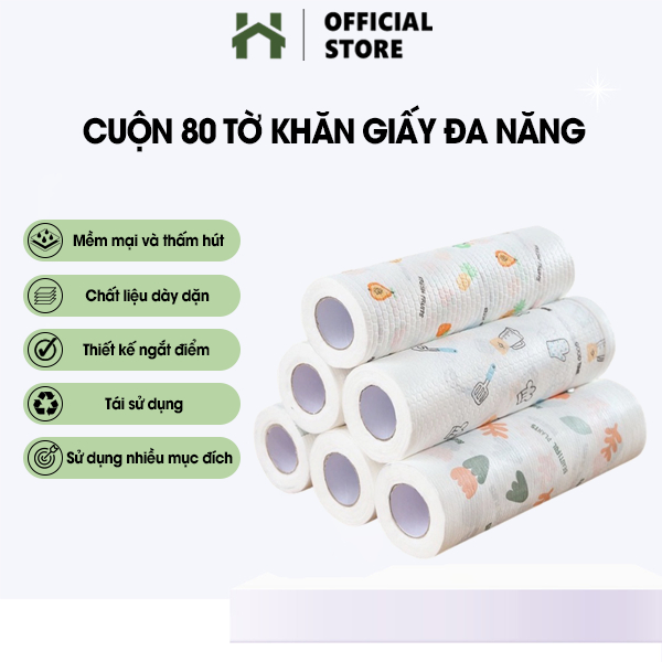 Cuộn 80 Tờ Khăn Giấy Lau Bếp Đa Năng