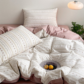 Bộ chăn ga Cotton Poly nhập khẩu chần bông mẫu Hoa Thổ Cẩm