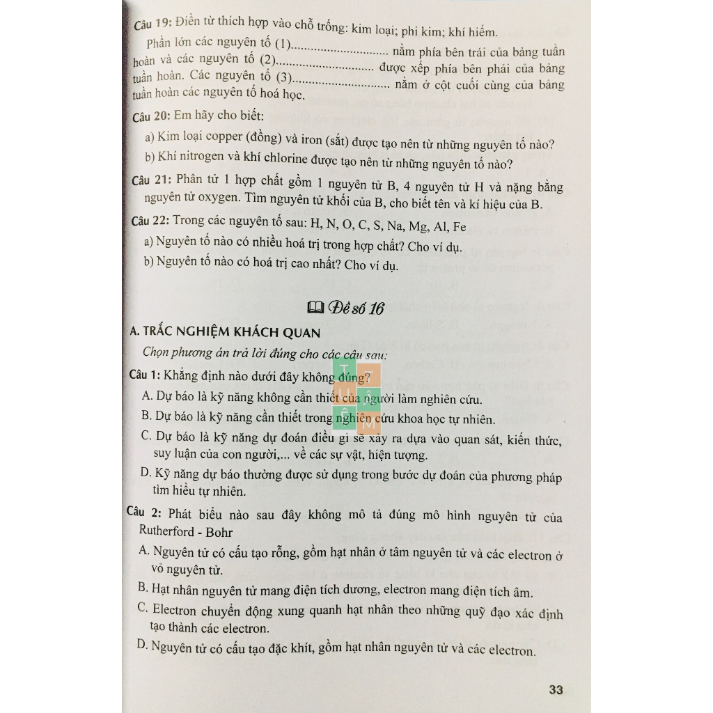 Sách - Đề kiểm tra Khoa học tự nhiên 7