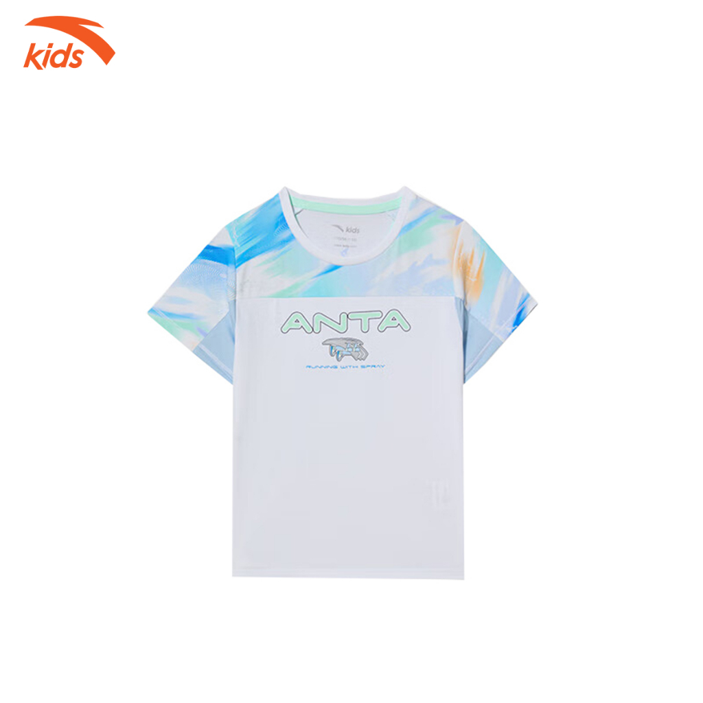 Áo phông thể thao bé trai Anta Kids vải polyester co giãn 4 chiều, thoáng khí W352329117