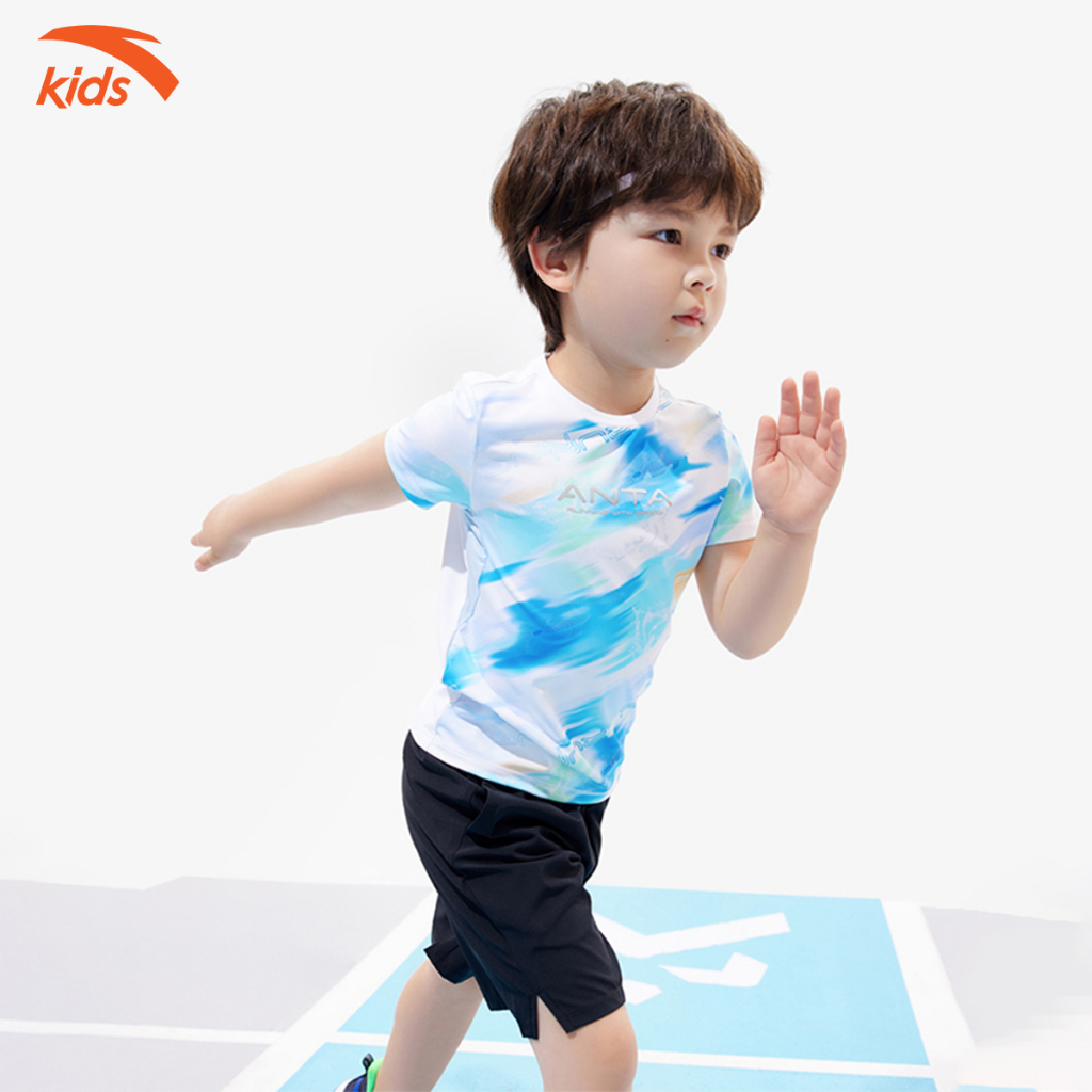 Áo phông thể thao bé trai Anta Kids vải polyester co giãn 4 chiều, thoáng khí W352329118