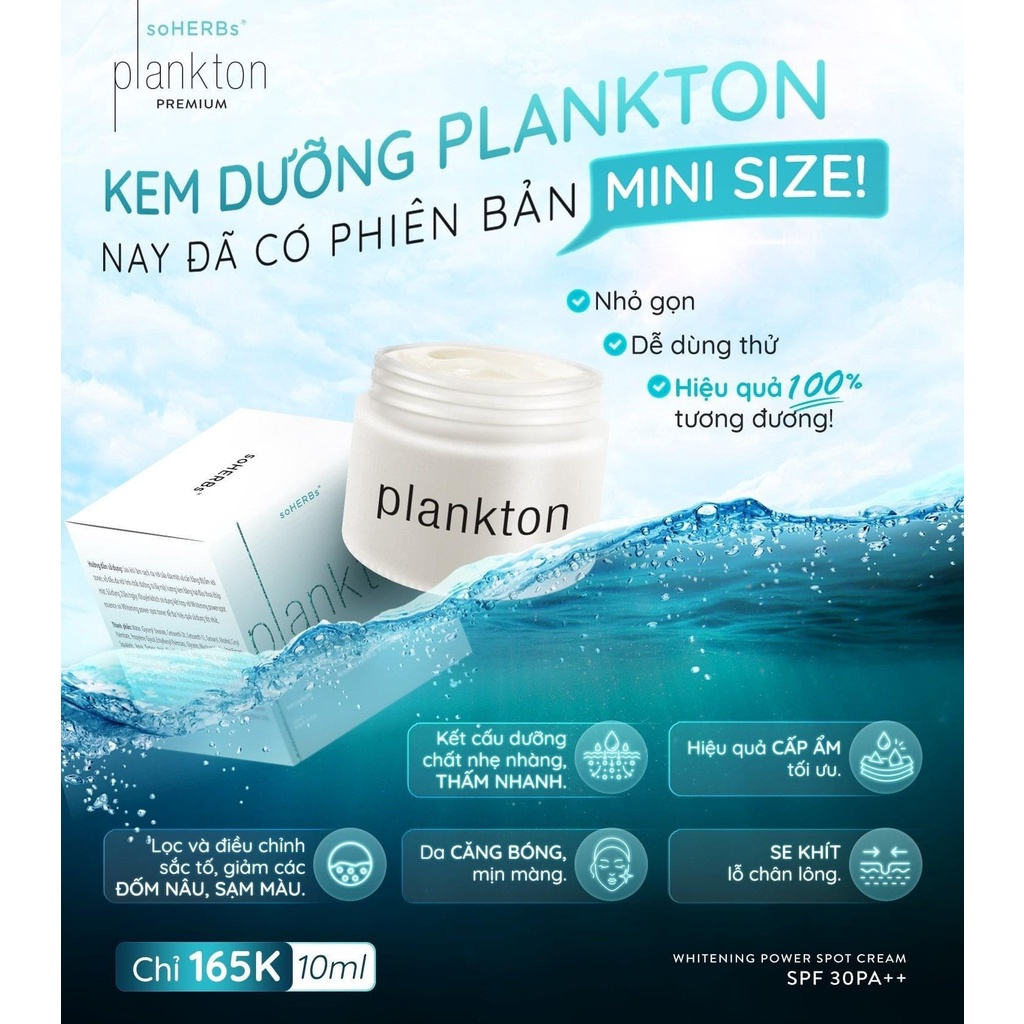 Kem Face Plankton SOHERBs dưỡng trắng da giảm nám, cấp ẩm chống lão hóa 30ml