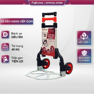 Xe đẩy hàng gấp gọn 2 bánh mini chở hàng 80kg FUJIHOME HT-280, xe kéo hàng gấp gọn siêu thị đa năng giá rẻ [ BH 1 năm]
