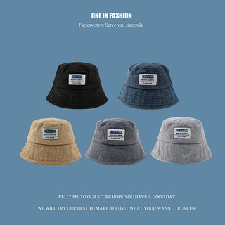 Mũ bucket denim vành cụp tag logo thời trang nam nữ phong cách Hàn Quốc - Naita shop