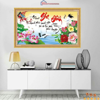 Tranh thêu chữ thập gia đình hạnh phúc 63cm x 37cm