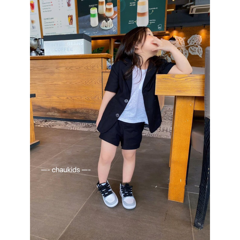 Blazer Cho Bé 3 Chi Tiết Chất Liệu Chéo Hàn Cho Bé 12-20kg