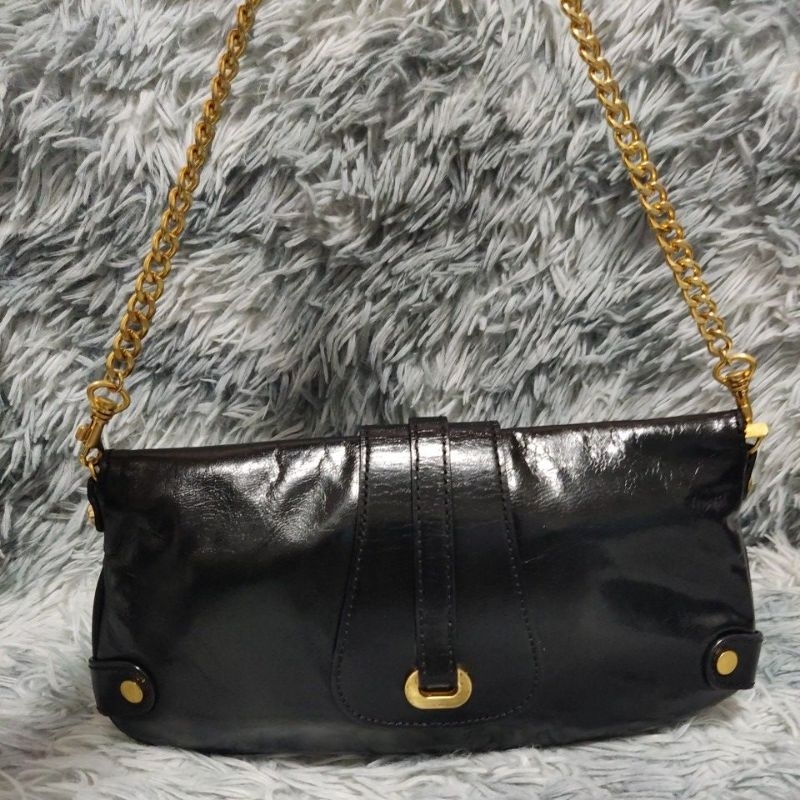 Túi H44 si hiệu HEAPIES OF TERRA London da bò bóng 25cmx10cmx2cm