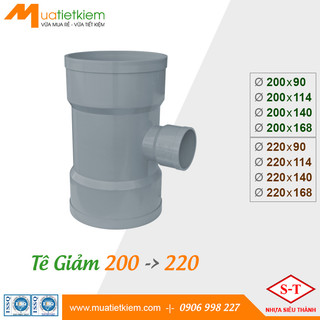 Tê giảm pvc phi 200 x , 220 x , phụ kiện ống nước