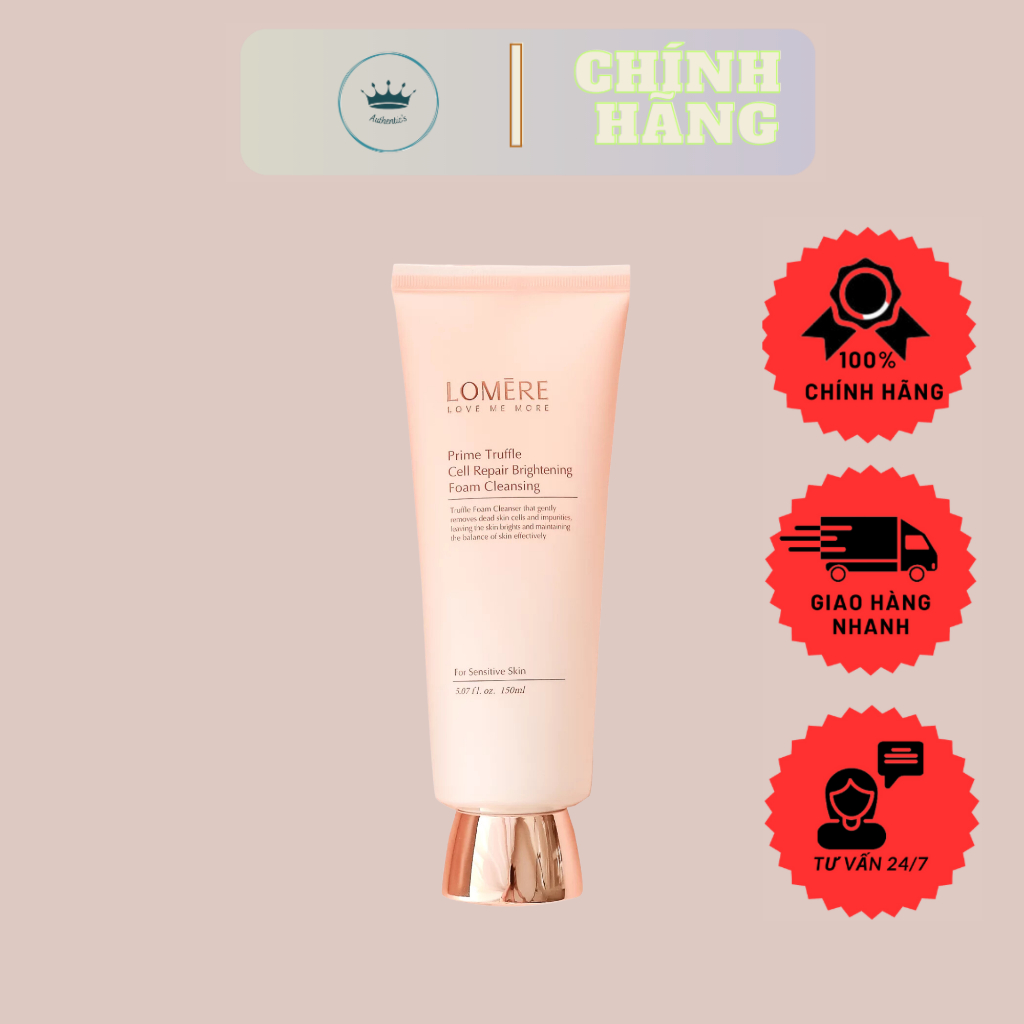 Sữa Rửa Mặt Dưỡng Trắng, Phục Hồi Da Lomere Prime Truffle Cell Repair Brightening Foam Cleansing - Lomere