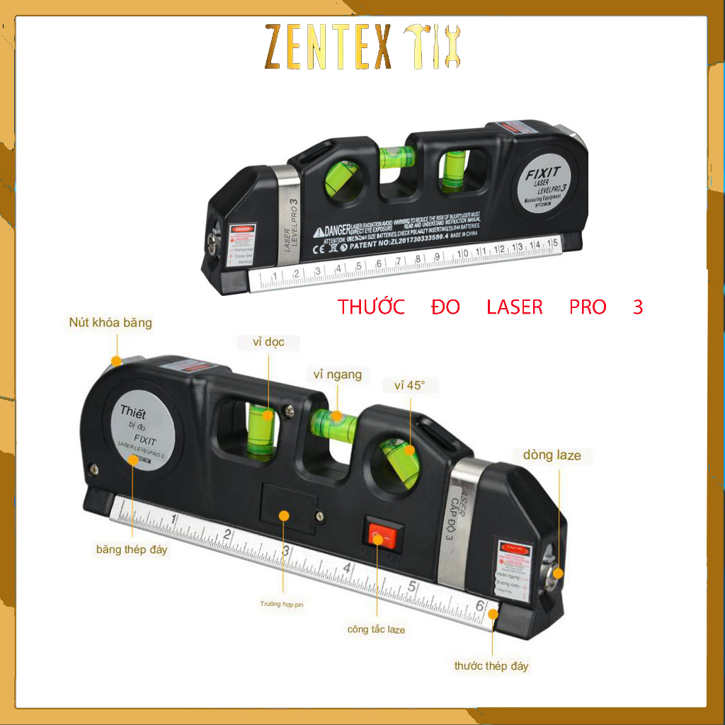 Thước đo hồng ngoại laser Pro3 căn mực 4in1 đa năng