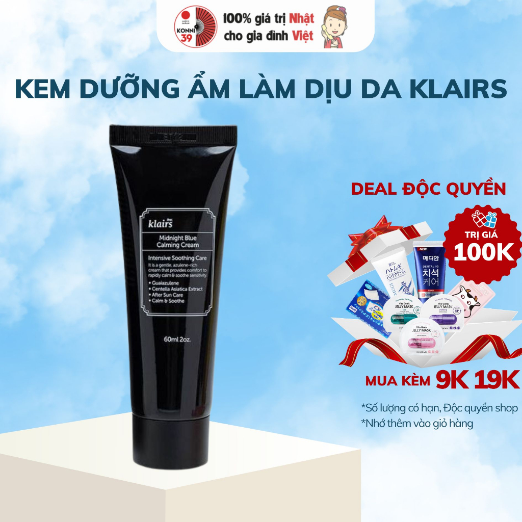 Kem dưỡng ẩm làm dịu da Klairs Midnight Blue Calming Cream 60ml - Bahachiha